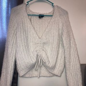 White cinch sweater